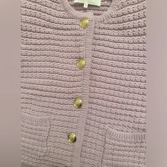 NEW Ba&sh Bash Gaspard Tweed Cardigan Jacket In Purple Lilac | size 1 / S - Picture 9 of 12